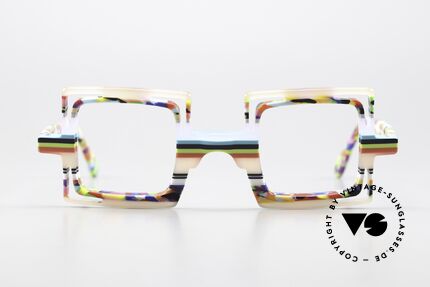 Wissing 3130 Verrückte Brille Eckig Bunt, eine tolle Kombination aus Kunst und Handwerk, Passend für Herren und Damen