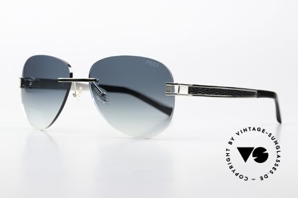 Fred Hawai V F1 Randlose Luxus Sonnenbrille, sehr edle Titanium-Bügel mit schwarzem Leguan-Leder, Passend für Herren und Damen