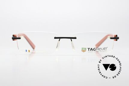 Tag Heuer 8104 Trends Rot Schwarz Racing Fassung, randlose Gentleman-Brille mit Federscharnieren, Passend für Herren