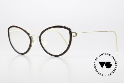 Lindberg Katrine Air Titan Rim Damenbrille Cateye Style, markant veredelte Air Titanium Version mit Azetat-Rand, Passend für Damen