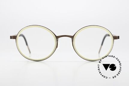 Lindberg 9707 Strip Titanium Runde Titanium Brille Unisex, Modell 9707, Gr. 46/22, color U12 (bronze und weiss), Passend für Herren und Damen
