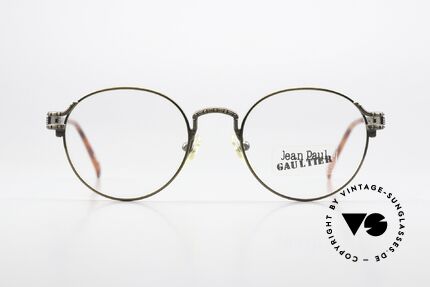 Jean Paul Gaultier 55-4170 Designer Panto Brille 1996, unisex Fassung 'auf antik gemacht', made in Japan, Passend für Herren und Damen