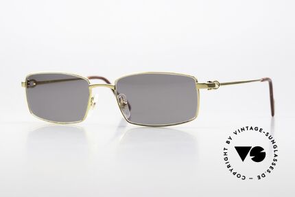 Cartier River Goldene Luxus Brille Eckig, eckige Sonnenbrille von Cartier, Größe 54/18, 140, Passend für Herren