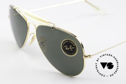 Ray Ban Outdoorsman USA Aviator Sonnenbrille, grüne G15-Mineralsonnengläser mit B&L Gravur, Passend für Herren und Damen