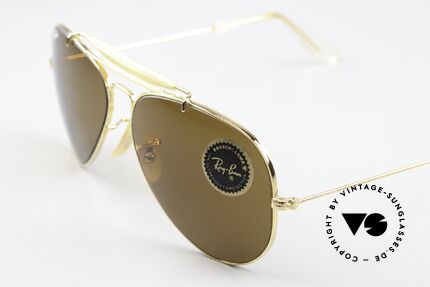 Ray Ban Outdoorsman Klassiker In 58mm Größe, braune B15-Mineralsonnengläser mit B&L Gravur, Passend für Herren und Damen