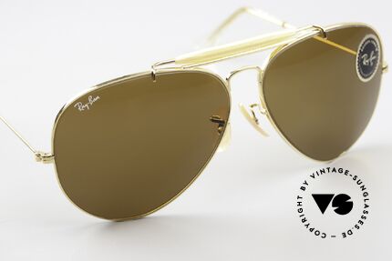 Ray Ban Outdoorsman II Aviator Klassiker In 62mm, braune B15-Mineralsonnengläser mit B&L Gravur, Passend für Herren Ray Ban Outdoorsman II Aviator Klassiker In 62mm, braune B15-Mineralsonnengläser mit B&L Gravur, Passend für Herren