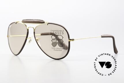 Ray Ban Outdoors Leathers Lederbrille 58mm Automatikglas, Changeable Brown (Gläser verdunkeln bei Sonne), Passend für Herren und Damen