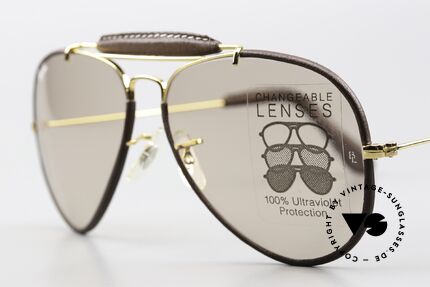 Ray Ban Outdoors Leathers Lederbrille 58mm Automatikglas, Arista (vergoldet) / Brown Rahmen in Größe 58/14, Passend für Herren und Damen
