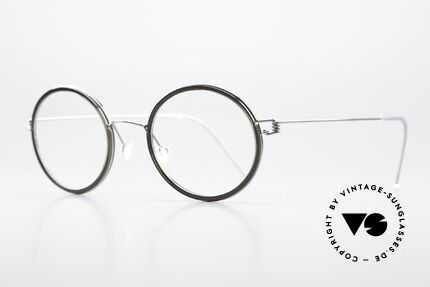 Lindberg Cameron 48 Air Titan Rim Runde Brille Damen Herren, markant veredelte Air Titanium Version mit Azetat-Rand, Passend für Herren und Damen