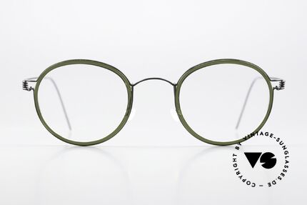 Lindberg Lex 49 Air Titan Rim Panto Brille Damen Herren, Lex, Gr. 49-25, Bügellänge 145, Farbe grünlich/schwarz, Passend für Herren und Damen