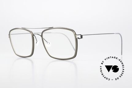 Lindberg Oscar Air Titan Rim Markant Eckige Herrenbrille, markant veredelte Air Titanium Version mit Azetat-Rand, Passend für Herren