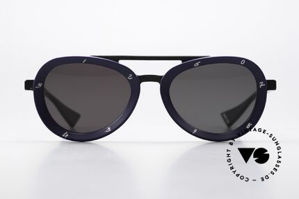 Piero Massaro 373 Mattschwarz Und Mattblau, sehr massive Designer-Sonnenbrille aus Sizilien, Passend für Herren und Damen