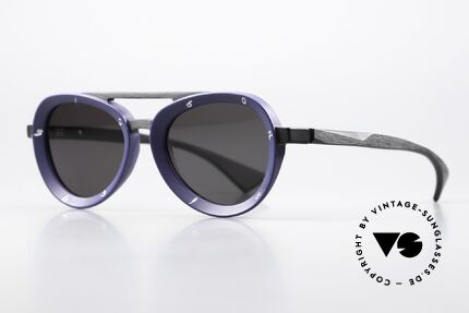 Piero Massaro 373 Mattschwarz Und Mattblau, eine außergewöhnlich interessante Unisexbrille, Passend für Herren und Damen
