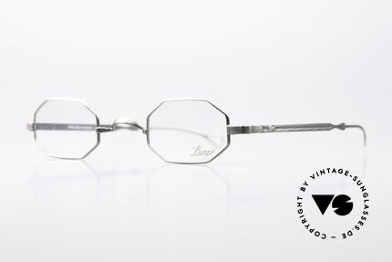 Lunor MT21 AS Achteckige Brille Antik Silber, sehr leicht & komfortabel; anpassbare Titanbügel, Passend für Herren und Damen