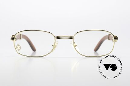 Cartier Breteuil Edelholz Luxusbrille 90er, aus afrik. Bubinga-Holz gefertigt, Gr. 50x22, 135, Passend für Herren und Damen