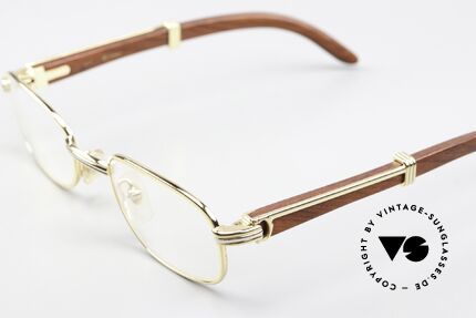 Cartier Breteuil Edelholz Luxusbrille 90er, eckige, vergoldete Fassung; Reference T8100433, Passend für Herren und Damen