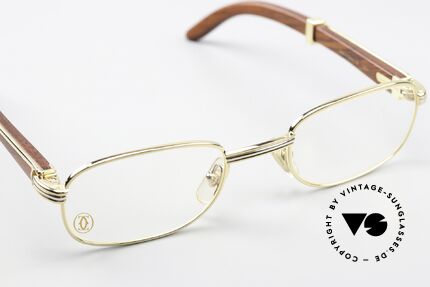Cartier Breteuil Edelholz Luxusbrille 90er, ungetragen mit orig. Verpackung (Sammlerstück), Passend für Herren und Damen