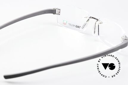 Tag Heuer 7104 Randlose Brille Gummi Bügel, ungetragen; ruthenium glänzend, made in FRANCE, Passend für Herren