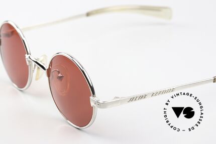 Jean Paul Gaultier 57-0173 Silber Chrome Blutorange, klassisch rund & "Junior Gaultier" auf den Bügeln, Passend für Herren und Damen