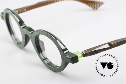 Piero Massaro 905 Massive Runde Designerbrille, Technik- & Kunst-Kombination, Federscharniere, Passend für Herren und Damen