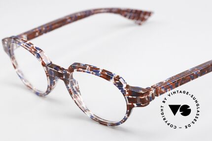 Piero Massaro 432 Gemusterte Designerbrille, transparenter Azetat-Rahmen mit rotem Muster, Passend für Herren und Damen