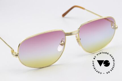 Cartier Romance LC - L 80er Brille Sunrise Gläser, mit neuen Gläsern in Sunrise-Verlauf (originell & chic), Passend für Herren und Damen
