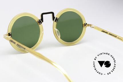 Jean Paul Gaultier 58-0275 Steampunk Sonnenbrille 80er, hier Modell 58-0275 in Farbe 3 (honig-transluzid, gold), Passend für Herren und Damen