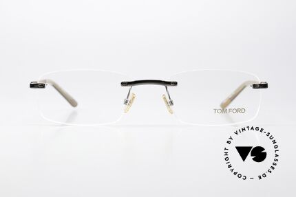 Tom Ford TF5080 Randlose Brille Holzbügel, sehr edle und hochwertige Fassung, made in Italy, Passend für Herren und Damen