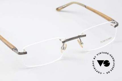 Tom Ford TF5080 Randlose Brille Holzbügel, die Randlos-Fassung ist natürlich beliebig verglasbar, Passend für Herren und Damen