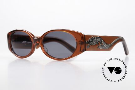 Jean Paul Gaultier 56-0021 Die Brille Mit Dem Drachen, color 1: weinrote Fassung und Drache in anthrazit, Passend für Herren und Damen
