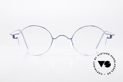 Lindberg Corona 42 Air Titan Rim Runde Brille In Blau Metallic, vielfach ausgezeichnet hinsichtlich Qualität und Design, Passend für Herren und Damen