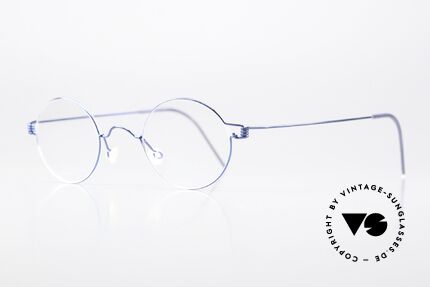 Lindberg Corona 42 Air Titan Rim Runde Brille In Blau Metallic, so zeitlos, stilvoll und innovativ = Prädikat "VINTAGE", Passend für Herren und Damen