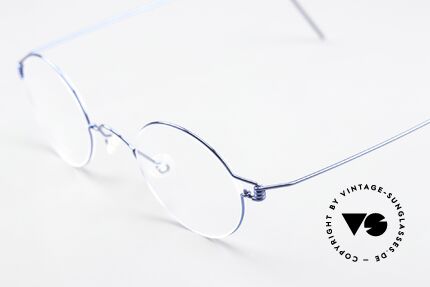 Lindberg Corona 42 Air Titan Rim Runde Brille In Blau Metallic, extrem stabile Fassung, flexibel & elastisch, und nur 3g, Passend für Herren und Damen