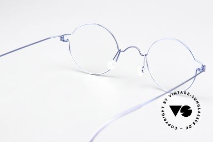 Lindberg Corona 42 Air Titan Rim Runde Brille In Blau Metallic, Größe: medium, Passend für Herren und Damen