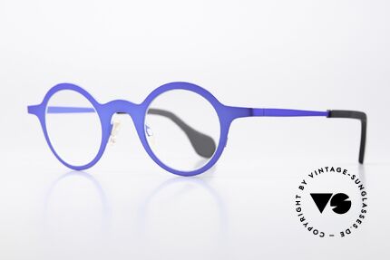 Theo Belgium Mille 24 Metallfassung Blau Metallic, Avantgarde-Designerbrille in Premium-Qualität, Passend für Herren und Damen