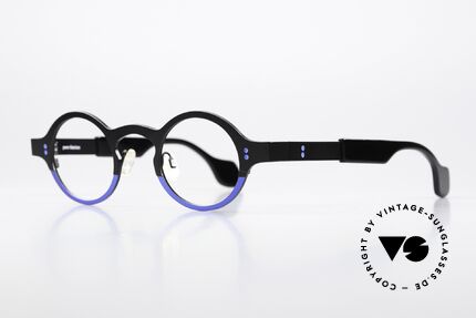 Theo Belgium Huitante Sept Runde Titanbrille Von 2012, zweifarbiger color code 365 (schwarz und blau), Passend für Herren und Damen