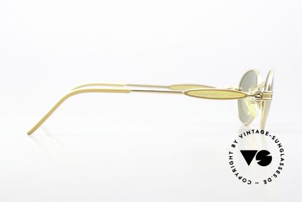 Jean Paul Gaultier 56-7113 Vintage Brille Mattgold Grün, die Sonnengläser können durch optische ersetzt werden, Passend für Herren und Damen