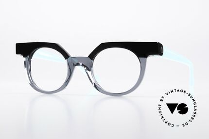 Anne Et Valentin Punchy Kunstvolle Designerbrille, Anne & Valentin Brille in schwarz, grau und türkis, Passend für Damen