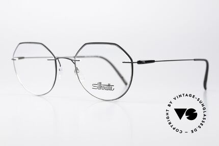Silhouette 5500 Randlosbrille Schwarz Titan, eine markant eckige Randlosbrille mit "Azetat Kern", Passend für Herren und Damen