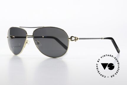 Fred Force10 8466 Aviator Sonnenbrille Luxus, Bügel und Brücke sind gedreht wie ein schwarzes Tau, Passend für Herren und Damen