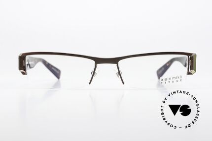 Alain Mikli AL0867 Titanium Designerbrille, sehr markante Nylor-Fassung (halb rahmenlos), Passend für Herren