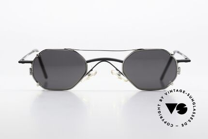 Christian Roth 2401 Kleine Brille Mit Sonnenclip, alte vintage Brillenfassung in mattschwarz und silber, Passend für Herren und Damen
