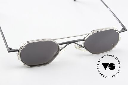 Christian Roth 2401 Kleine Brille Mit Sonnenclip, ungetragenes 90er Meisterstück für Design-Liebhaber, Passend für Herren und Damen