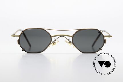 Christian Roth 2401 Kleine 90er Brille Mit Clip-On, vintage Brillenfassung in antik-gold & antik-bronze, Passend für Herren und Damen