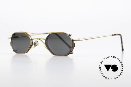 Christian Roth 2401 Kleine 90er Brille Mit Clip-On, eckige Metallbrille: Glashöhe 29mm, Glasbreite 40mm, Passend für Herren und Damen