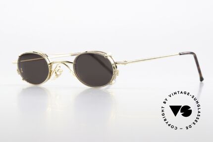 Christian Roth 2400 Clip On Brille 90er Vergoldet, ovale Metallbrille: Glashöhe 27mm, Glasbreite 36mm, Passend für Herren und Damen
