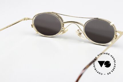Christian Roth 2400 Clip On Brille 90er Vergoldet, die KLEINE Fassung ist für große Sehstärken ideal, Passend für Herren und Damen