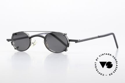Christian Roth 2505 Oval Mit Schwarzem Clip On, ovale Metallbrille: Glashöhe 27mm, Glasbreite 37mm, Passend für Herren und Damen