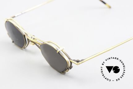 Christian Roth 2402 Achteck Brille Antik Gold, mit praktischem Sonnen-Clip für 100% UV Protection, Passend für Herren und Damen