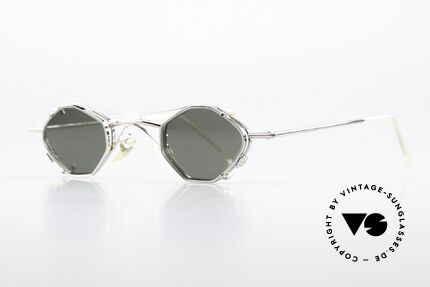 Christian Roth 2402 Achteck Brille Sonnen-Clip, eckige Metallbrille: Glashöhe 29mm, Glasbreite 37mm, Passend für Herren und Damen